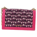 Miu Miu Chain Shoulder Bag Canvas Leather 2way Pink Gold Auth 120964SAM-2