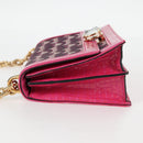 Miu Miu Chain Shoulder Bag Canvas Leather 2way Pink Gold Auth 120964SAM-4