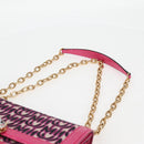 Miu Miu Chain Shoulder Bag Canvas Leather 2way Pink Gold Auth 120964SAM-14