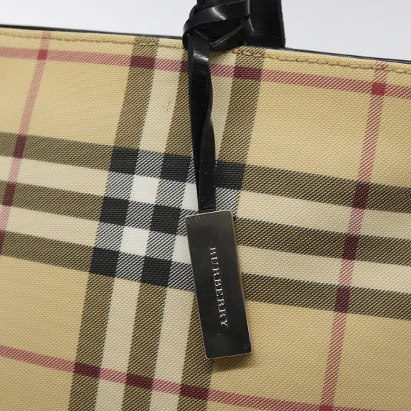 BURBERRY Nova Check Hand Bag PVC Beige Auth 120970