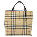 BURBERRY Nova Check Hand Bag PVC Beige Auth 120970-2