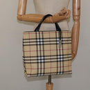 BURBERRY Nova Check Hand Bag PVC Beige Auth 120970-20