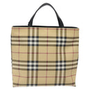 BURBERRY Nova Check Hand Bag PVC Beige Auth 120970-3