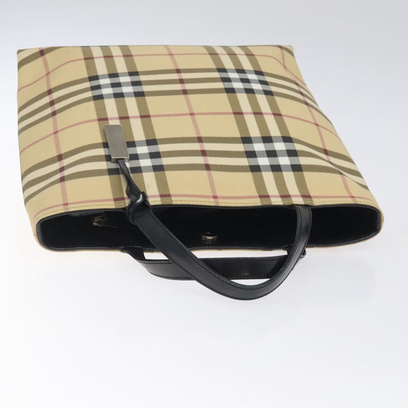 BURBERRY Nova Check Hand Bag PVC Beige Auth 120970