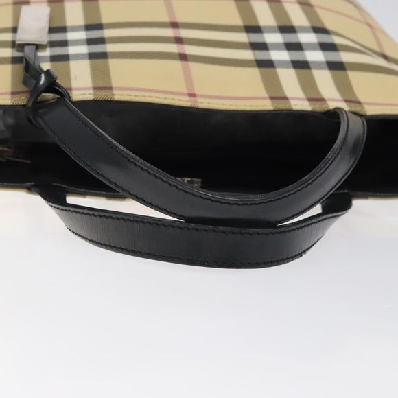 BURBERRY Nova Check Hand Bag PVC Beige Auth 120970