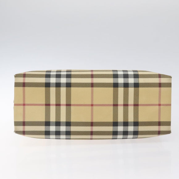 BURBERRY Nova Check Hand Bag PVC Beige Auth 120970