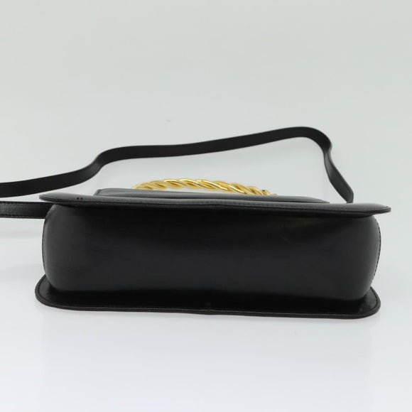 Salvatore Ferragamo Hand Bag Leather 2way Gold Black Auth 120974