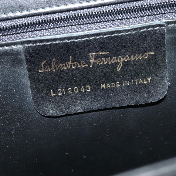 Salvatore Ferragamo Hand Bag Leather 2way Gold Black Auth 120974