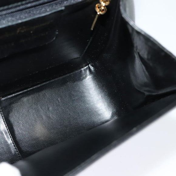Salvatore Ferragamo Hand Bag Leather 2way Gold Black Auth 120974
