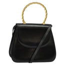 Salvatore Ferragamo Hand Bag Leather 2way Gold Black Auth 120974-1