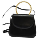 Salvatore Ferragamo Hand Bag Leather 2way Gold Black Auth 120974-13