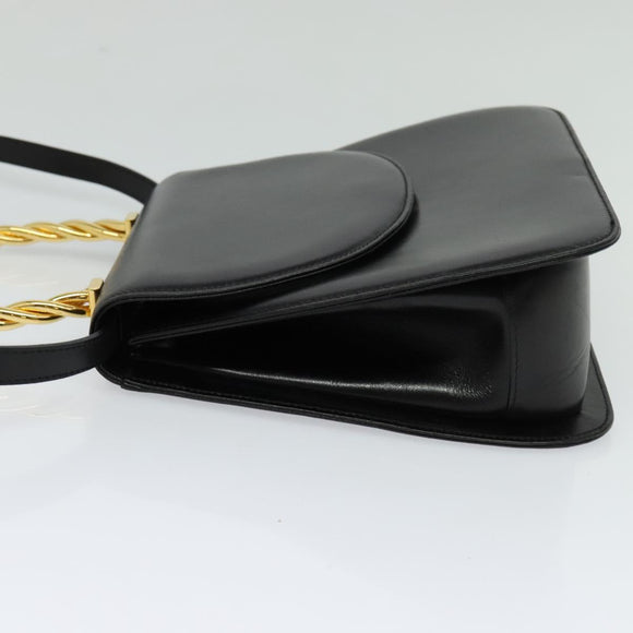 Salvatore Ferragamo Hand Bag Leather 2way Gold Black Auth 120974