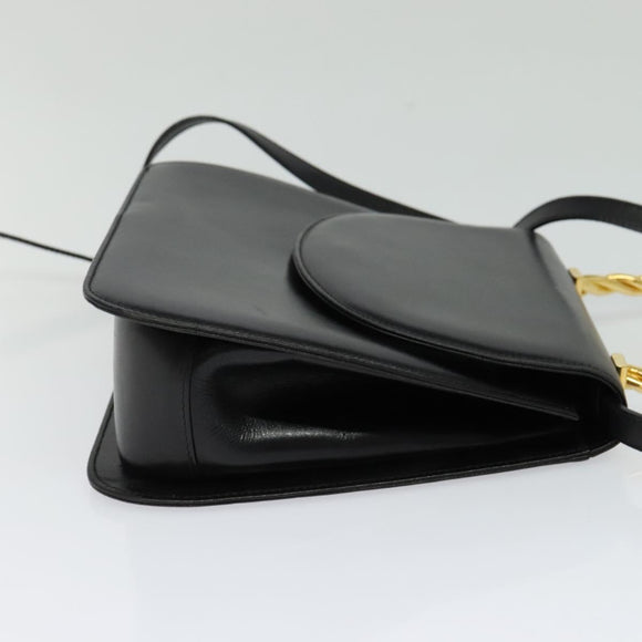 Salvatore Ferragamo Hand Bag Leather 2way Gold Black Auth 120974