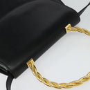 Salvatore Ferragamo Hand Bag Leather 2way Gold Black Auth 120974-6