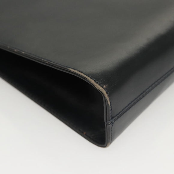 Salvatore Ferragamo Gancini Chain Shoulder Bag Leather Black Gold Auth 120975