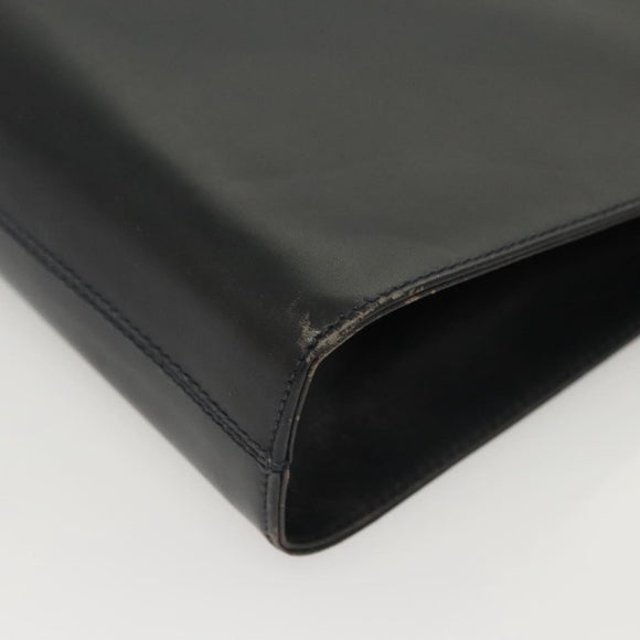 Salvatore Ferragamo Gancini Chain Shoulder Bag Leather Black Gold Auth 120975