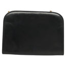 Salvatore Ferragamo Gancini Chain Shoulder Bag Leather Black Gold Auth 120975-3