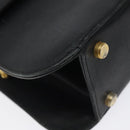 Salvatore Ferragamo Gancini Hand Bag Leather Black Gold Auth 120976-15