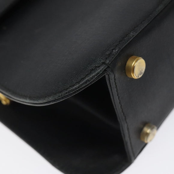 Salvatore Ferragamo Gancini Hand Bag Leather Black Gold Auth 120976