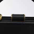 Salvatore Ferragamo Gancini Hand Bag Leather Black Gold Auth 120976-9