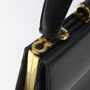 Salvatore Ferragamo Gancini Hand Bag Leather Black Gold Auth 120976-10