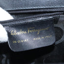 Salvatore Ferragamo Gancini Hand Bag Leather Black Gold Auth 120976-12