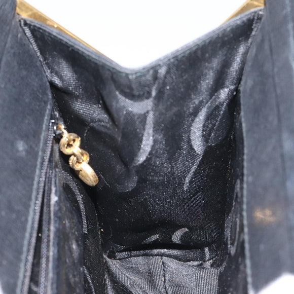 Salvatore Ferragamo Gancini Hand Bag Leather Black Gold Auth 120976