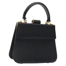 Salvatore Ferragamo Gancini Hand Bag Leather Black Gold Auth 120976-1