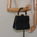 Salvatore Ferragamo Gancini Hand Bag Leather Black Gold Auth 120976-22