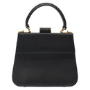 Salvatore Ferragamo Gancini Hand Bag Leather Black Gold Auth 120976-13