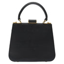 Salvatore Ferragamo Gancini Hand Bag Leather Black Gold Auth 120976-2