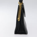 Salvatore Ferragamo Gancini Hand Bag Leather Black Gold Auth 120976-3
