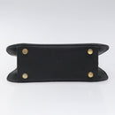 Salvatore Ferragamo Gancini Hand Bag Leather Black Gold Auth 120976-5