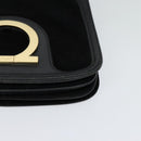 Salvatore Ferragamo Gancini Chain Shoulder Bag Suede Black Gold Auth 120977-14