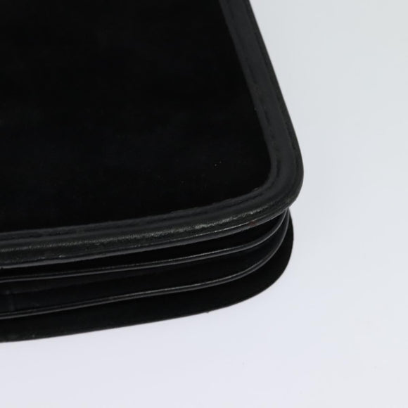 Salvatore Ferragamo Gancini Chain Shoulder Bag Suede Black Gold Auth 120977