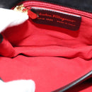 Salvatore Ferragamo Gancini Chain Shoulder Bag Suede Black Gold Auth 120977-11