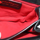 Salvatore Ferragamo Gancini Chain Shoulder Bag Suede Black Gold Auth 120977-18