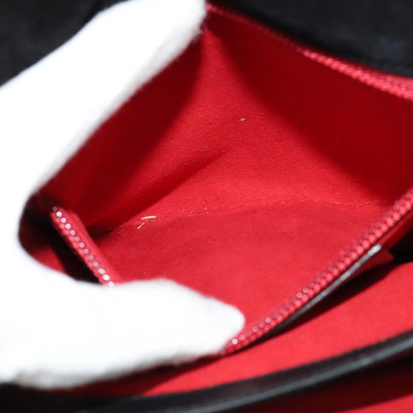 Salvatore Ferragamo Gancini Chain Shoulder Bag Suede Black Gold Auth 120977