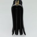 Salvatore Ferragamo Gancini Chain Shoulder Bag Suede Black Gold Auth 120977-3