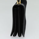 Salvatore Ferragamo Gancini Chain Shoulder Bag Suede Black Gold Auth 120977-4