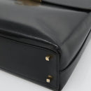 Salvatore Ferragamo Gancini Hand Bag Leather 2way Black Gold Auth 120978-9