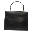 Salvatore Ferragamo Gancini Hand Bag Leather 2way Black Gold Auth 120978-2