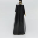 Salvatore Ferragamo Gancini Hand Bag Leather 2way Black Gold Auth 120978-3