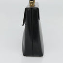 Salvatore Ferragamo Gancini Hand Bag Leather 2way Black Gold Auth 120978-4