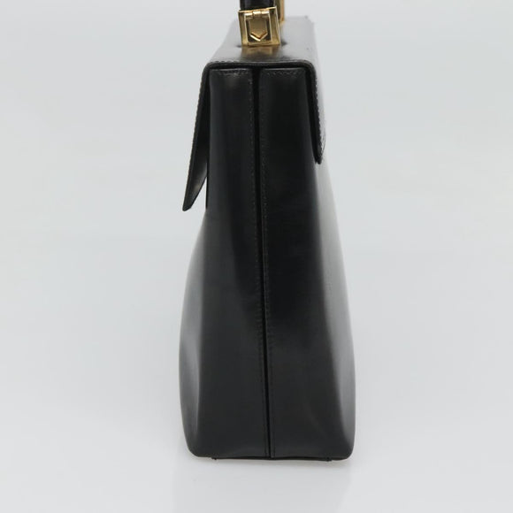 Salvatore Ferragamo Gancini Hand Bag Leather 2way Black Gold Auth 120978