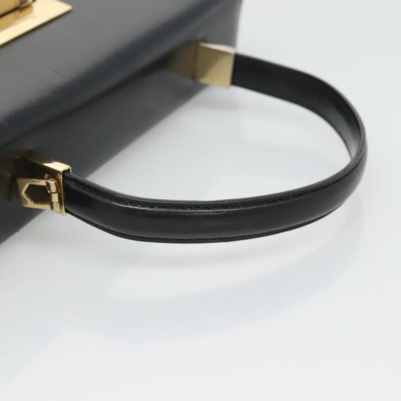 Salvatore Ferragamo Gancini Hand Bag Leather 2way Black Gold Auth 120978