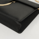 Salvatore Ferragamo Gancini Chain Shoulder Bag Leather Black Gold Auth 120981-14