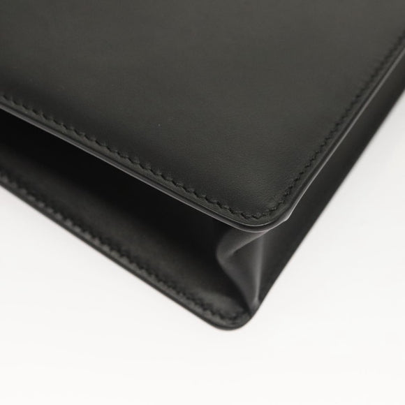 Salvatore Ferragamo Gancini Chain Shoulder Bag Leather Black Gold Auth 120981