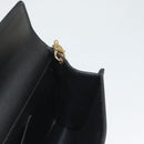 Salvatore Ferragamo Gancini Chain Shoulder Bag Leather Black Gold Auth 120981-19