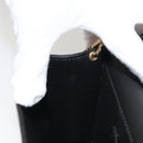 Salvatore Ferragamo Gancini Chain Shoulder Bag Leather Black Gold Auth 120981-20